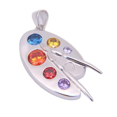 China Factory Price DIY Classic High Quality Colorful Jewelry Pendants Silver 925 Sterling Paint Tray Pendant for sale