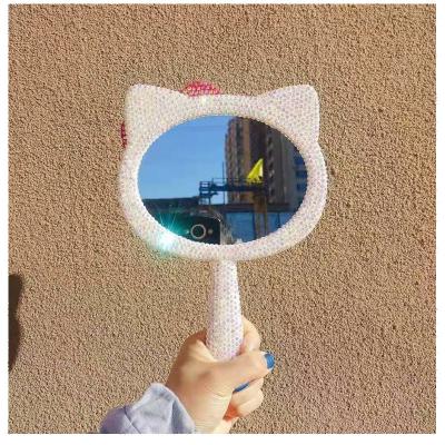 China High Grade Shining Rhinestone Handhold Mirror for Girl Makeup in Morden Design Style for sale