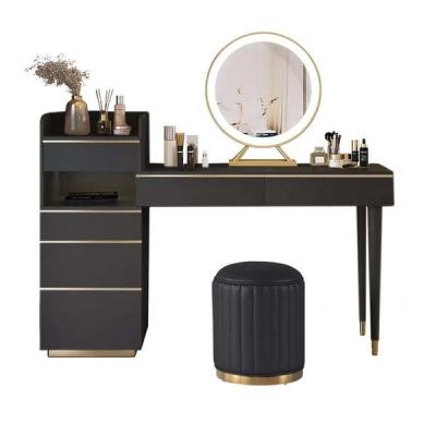 China Bedroom Dressing Table Modern Dresser Desk with LED Mirror and MDF Panel Drawers for sale