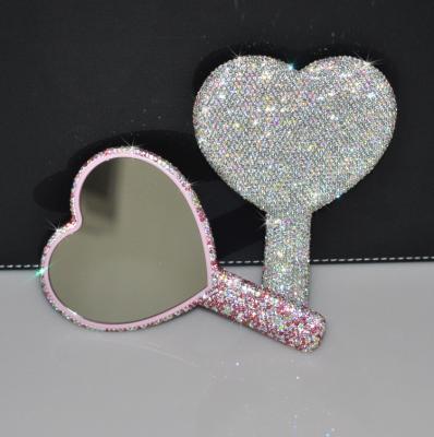 China Small Diamond Makeup Portable Magnifying Mirror Light Up For Travel for sale