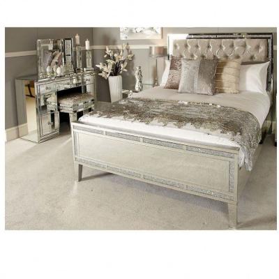 China Modern Gold Finish Velvet King Bed Queen Bedroom Set Mobiliário 2021 à venda