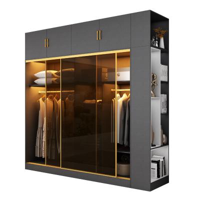 China Modern Wooden Cabinet Sliding Door Bedroom Closet Wardrobe with E1 Manufactured Wood for sale