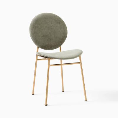 China Sillones de terciopelo turquesa comedor set de comedor redondo con patas de acero dorado en venta