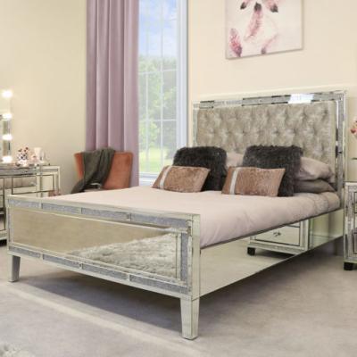 China Panel Wood MDF Mirrored Glass Bedroom Furniture Sets for sale