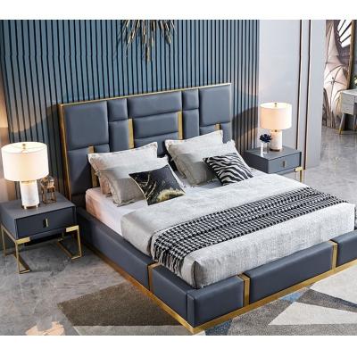 China Leather Tufted Upholstered Bed Modern King Bedroom Sets for sale