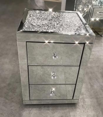 China Custom Mirrored Furniture Console Cabinet 2 3 Drawer Bedside Table for sale