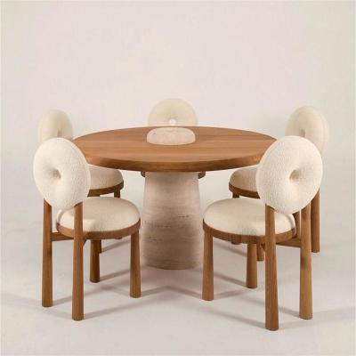 China Sillones de comedor de madera de roble y cachemira de cordero de terciopelo para oficinas modernas en venta