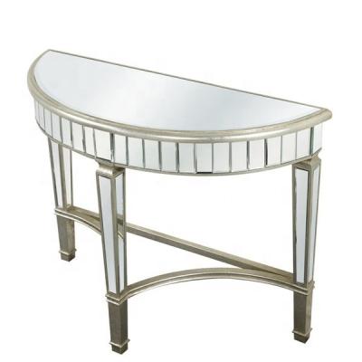 China Antique Silver Mirrored Furniture Demilune Console Table Custom for sale