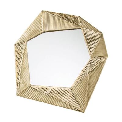 China Antique Gold Bathroom Wall Mirror 34 Inch Round Stereoscopic Sunburst for sale