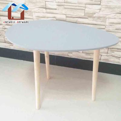 China Eco-Friendly Modern Personalized Small Round Wooden Side Table Gray Egg Shape Wholesale Decorative for sale