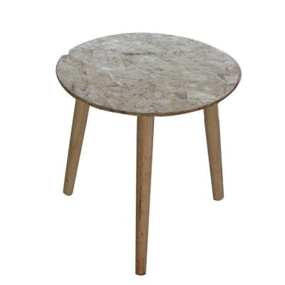 China Eco - Friendly Solid Wood Dining Table Vintage Style Solid Small Round Table Over Bed Three Leg Wooden Coffee Table for sale