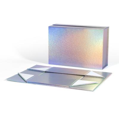 China Wholesale Handmade High Quality Luxury Empty Holographic Magnetic Folding Gift Paper Boxes Empty Holographic Packaging Box for sale