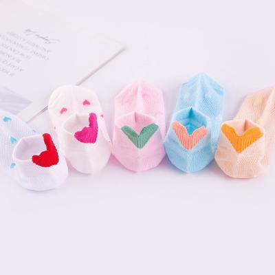 China Antibacterial Kids Socks 5 Pairs 1-11Y Kids Socks 3D Heart Pattern Soft Cotton Socks for sale