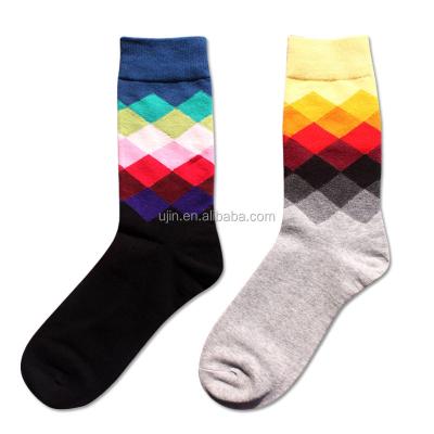 China Factory happy men's dress socks men's dress socks argyle breathable argyle color crew socks cotton wholesale fashion vivid for sale