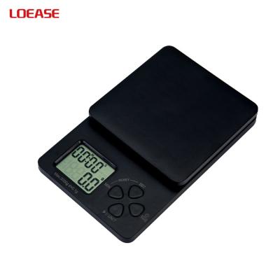 China Weight Measuring Digital ABS Plastic Design Drip Coffee Timer Slim Count Through Electronic Kitchen Cooking Scale for sale