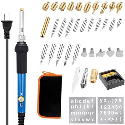 China Garment Shops Soldering Iron 37Pcs Pyrography Kit Temperature Welding Iron Heat Wood Burning Pen Soldering With Tool for sale