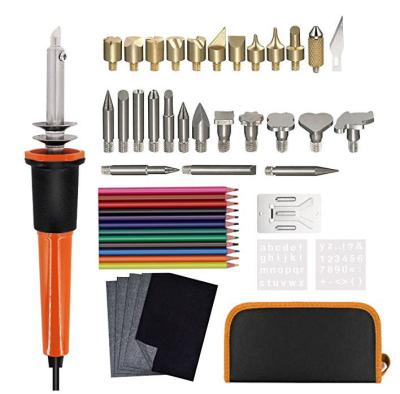 China Home Use 43 Pieces Wood Burning Tool Set Electric Iron Welding Carving Tool Pyrograph Tool for sale