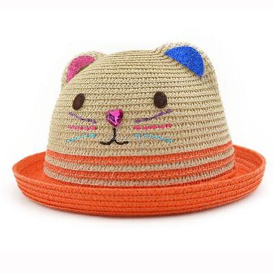 China Comfortable/beautiful/sunhsade/2016 New Cute Straw Cat Beach Hats Summer Visor Fashion Children Character Sunshade Cloche for sale