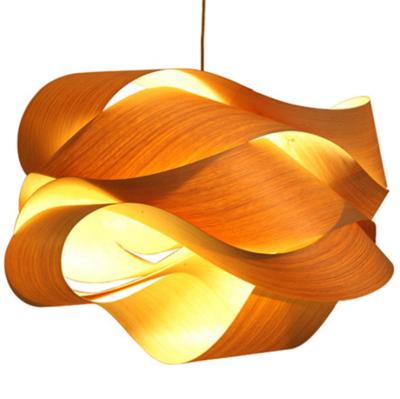 China New Design Dizziness Restaurant Wood Veneer Decoration Pendant Lights Modern Classic Kitchen Lamp for sale