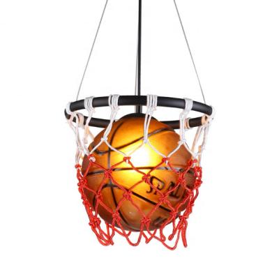 China Industrial Creative Modern Design E27 Round Art Basketball Indoor Cafe Hanging Pendant Lamps for sale