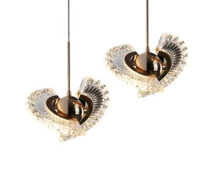 China Heart Modern Style Crystal Copper Hanging Light Indoor Round Creatives Pendant Lamps For Bedroom for sale