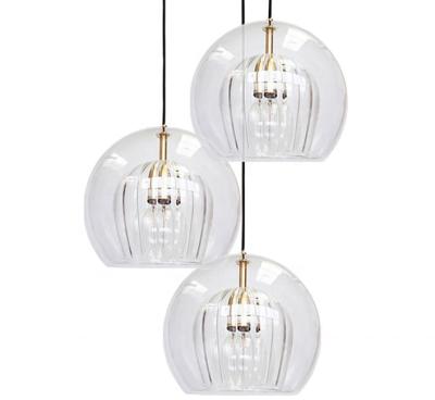 China Modern simple smokey dimater 20cm round glass ball E27 hanging pendant lamp for living room for sale