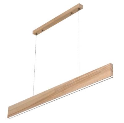 China 28w Nordic Modern Walnut Walnut Linear Luxury Style Linear Wood Led Pendant Lamp For Living Room for sale