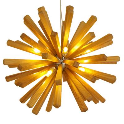 China DIY Modern Solid Beach Wooden Dandelion Led Chandelier G4 Pendant Light For Bedroom for sale