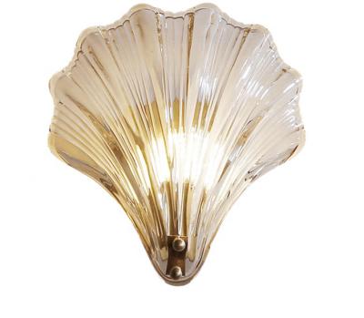 China Modern fasion crystal amber glass shade brass base E14 mounted wall lamp for bedside for sale