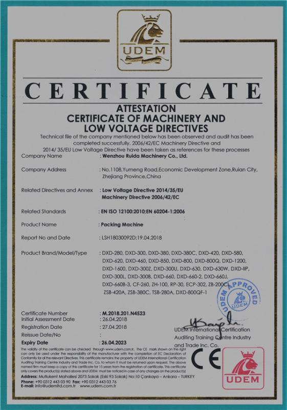 CE - Wenzhou Ruida Machinery Co., Ltd.