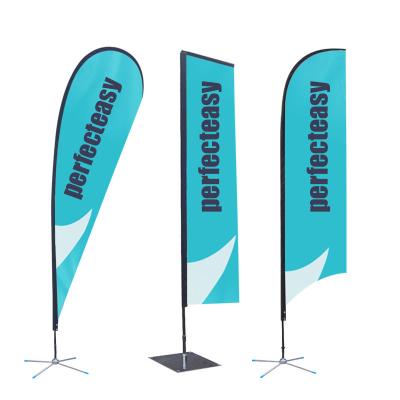 China Water Proof Double Sides Outdoor Advertising Beach Feather Flag With Cross Base for sale