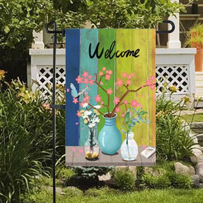 China Water Proof Sublimation White Beige Garden Flags Outdoor Decorative Blanks Lawn Yard Flag for sale