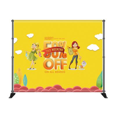 China Large Tube Water Proof Banner Stand Telescopic Tension Cloth Adjustable Backdrop Banner Display Stand for sale