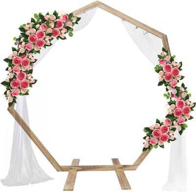 China Background Detachable Wedding Axles 7 Ft Wooden Heptagonal Wedding Arch for sale