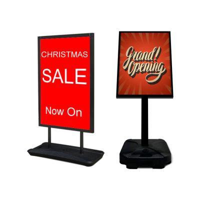 China Water Proof Outdoor Aluminum Sidewalk Sign View Poster Stand Water Injection Base Snap Poster Holder for sale