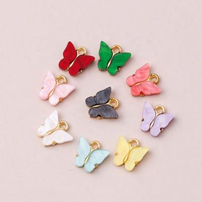 China TRENDY 13X13mm 9 Color Resin Animal Butterfly Charm For Jewelry Making Pendants Necklaces Cute Earrings DIY Handmade Accessories for sale