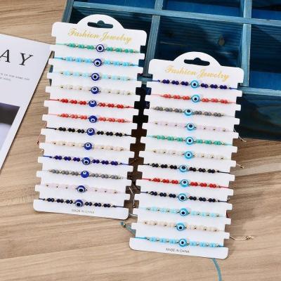 China TRENDY Gypsy Colorful Turkish Blue Red Eyes Thread Bracelet Set Adjustable Eye 12Pcs Set Crystal Bracelets for sale