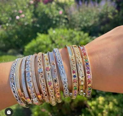 China TRENDY OEM Will Pulse Wholesale Gold Plated Custom Charm Bracelet Copper Magnet Slide Bracelets Sliding Letters Bracelets for sale