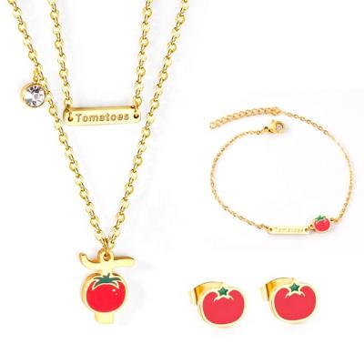 China New cute cute 316L stainless steel jewelry set with 18K gold plated for earrings necklace bracelet kids design for sale