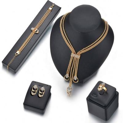 China Fashion Women Tassel Jewelry Necklace, Earrings, Bracelet Rings Four-piece Alloy Jewelry Set For And Girls for sale