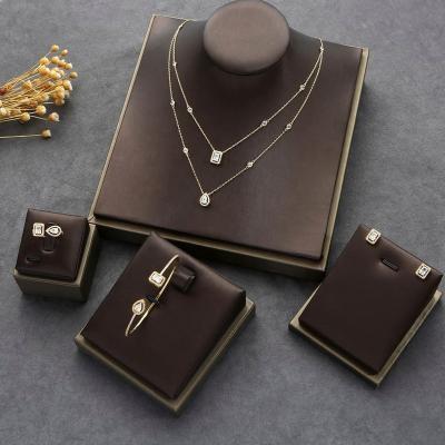 China CLASSIC Luxury Silver Needle 925 Zircon Jewelry Set Micro Exquisite Inlaid Bridal Jewelry Set Water Drop Fine for sale