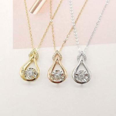 China CLASSIC Classic Fashion Design Water Drop Form True Nature 18K Gold Dancing Diamond Stones Pendant Necklace Fine Jewelry for sale