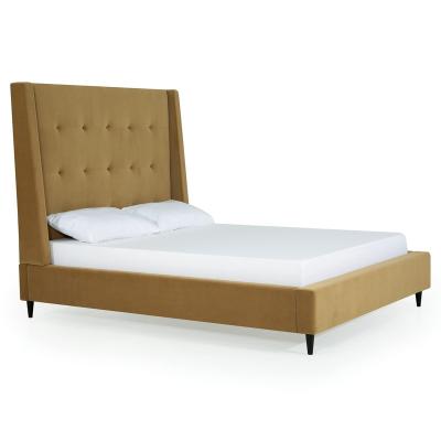 China Hotel Room Furniture High Headboard Fabric Modern Upholstered Bed for sale