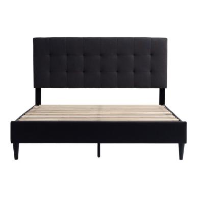 China Modern Simple Design Fabric Headboard Minimalist Style King Size Bed Frame Upholstered en venta