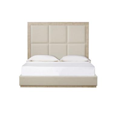 China Factory Supply Big Headboard Modern Fabric Wood Bed Fram King Size Bed for sale