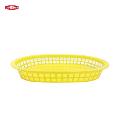 China Sustainable Stackable Food Service Restaurant French Fries Basket Oval Plastic Baskets Fast Food Baskets for sale