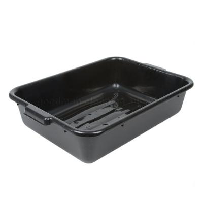 China Sustainable Rectangular Black Kitchen Use Food Transport Plastic Packaging Bins Storage Tub Box for sale