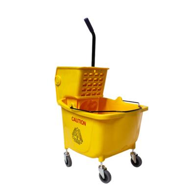 China Amazon Viable 35 Quart Basic Yellow Side Wringer Combo Commercial Broom Bucket On Wheels for sale