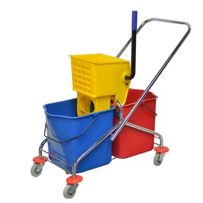 China Durable double bucket mop bucket and wringer for cleaning for sale