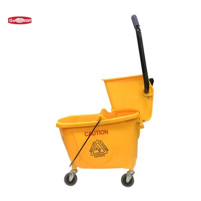 China Sustainable High Quality Plastic Down Heavy Duty Industrial 46L Press Wringer Broom Side Bucket With Combo Wheel for sale